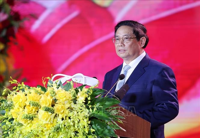 Thủ tướng Phạm Minh Chính phát biểu tại Lễ kỷ niệm. Ảnh: Dương Giang