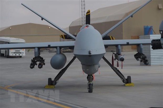 Máy bay không người lái MQ-9 Reaper của không lực Mỹ tại căn cứ không quân Kandahar ở Afghanistan. (Ảnh: AFP/TTXVN)