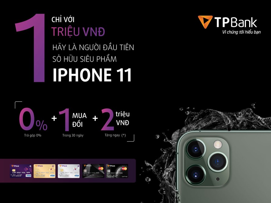 Chỉ 1 triệu đồng để sở hữu iPhone 11 chính hãng cùng thẻ TPBank