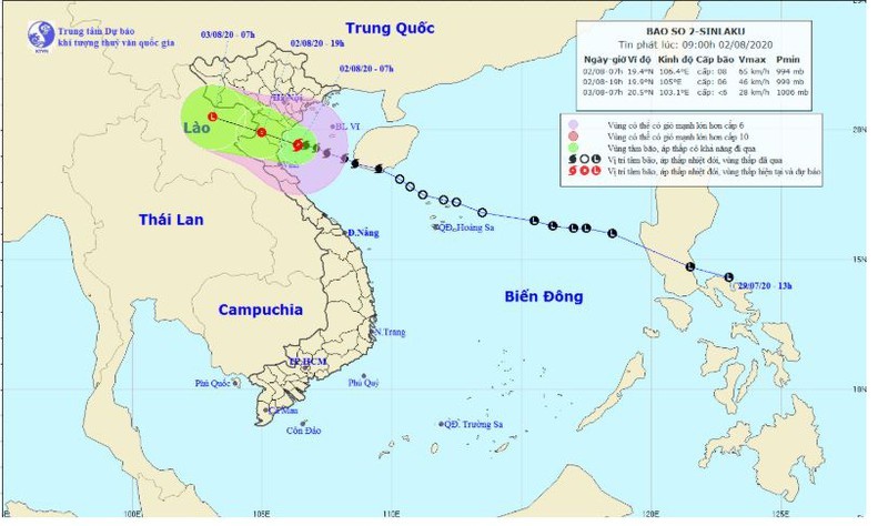 Hướng di chuyển của cơn bão - Ảnh: VOV