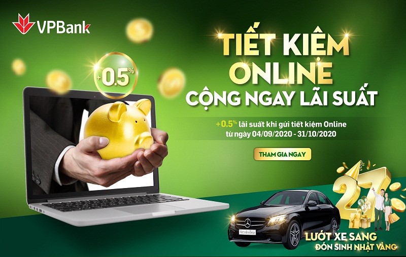 VPBank tặng thêm 0,5% lãi suất cho khách hàng gửi tiết kiệm online