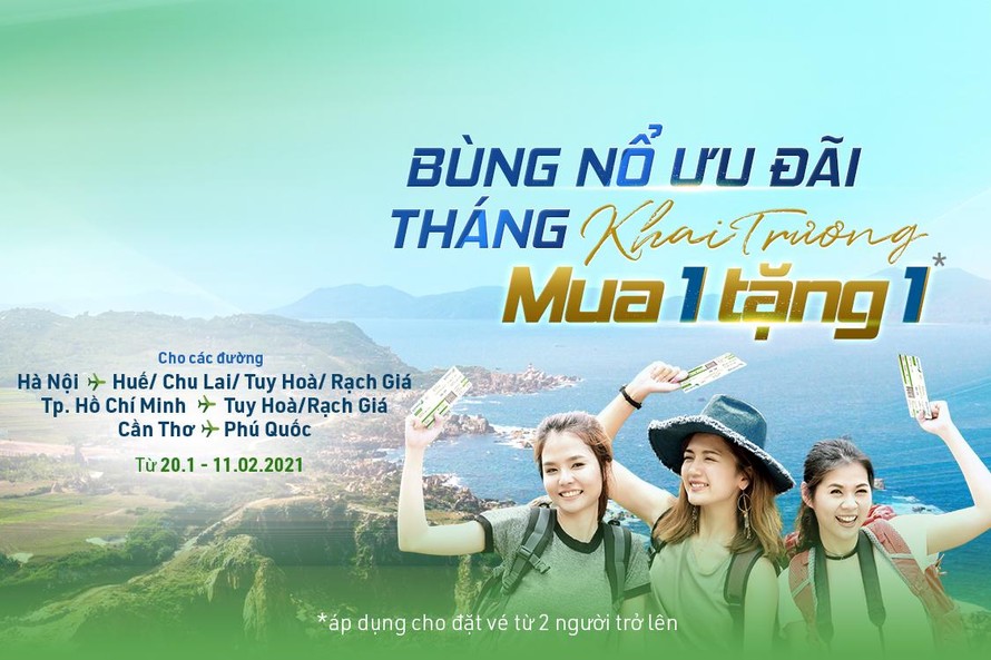 Bamboo Airways tung ưu đãi mua 1 tặng 1 mừng loạt đường bay khai trương đầu năm 2021