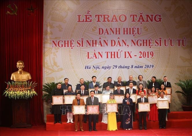 Lễ trao tặng danh hiệu vinh dự Nhà nước, Nghệ sỹ Nhân dân, Nghệ sỹ Ưu tú lần thứ IX năm 2019. Ảnh tư liệu: Thanh Tùng/TTXVN