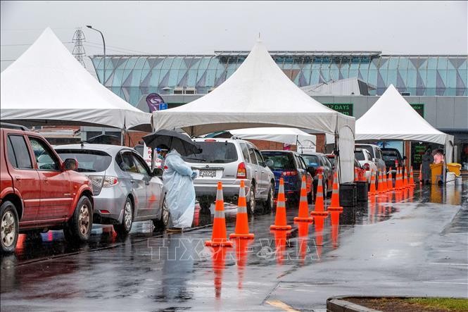 Một điểm xét nghiệm COVID-19 tại Auckland, New Zealand ngày 15/2/2021. Ảnh: AFP/TTXVN