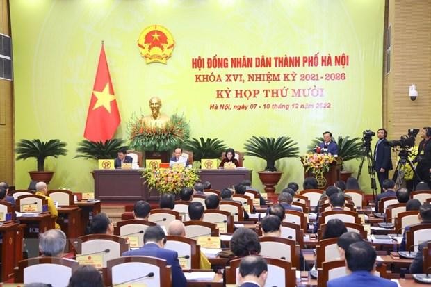 Quang cảnh Kỳ họp thứ mười Hội đồng Nhân dân thành phố Hà Nội khóa XVI. (Ảnh: Văn Điệp/TTXVN)