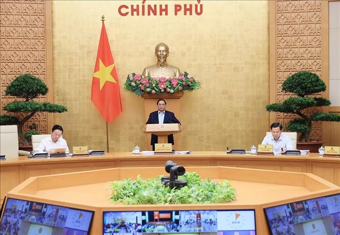 Thủ tướng Phạm Minh Chính chủ trì Phiên họp Chính phủ thường kỳ tháng 6/2023. Ảnh: Dương Giang/TTXVN
