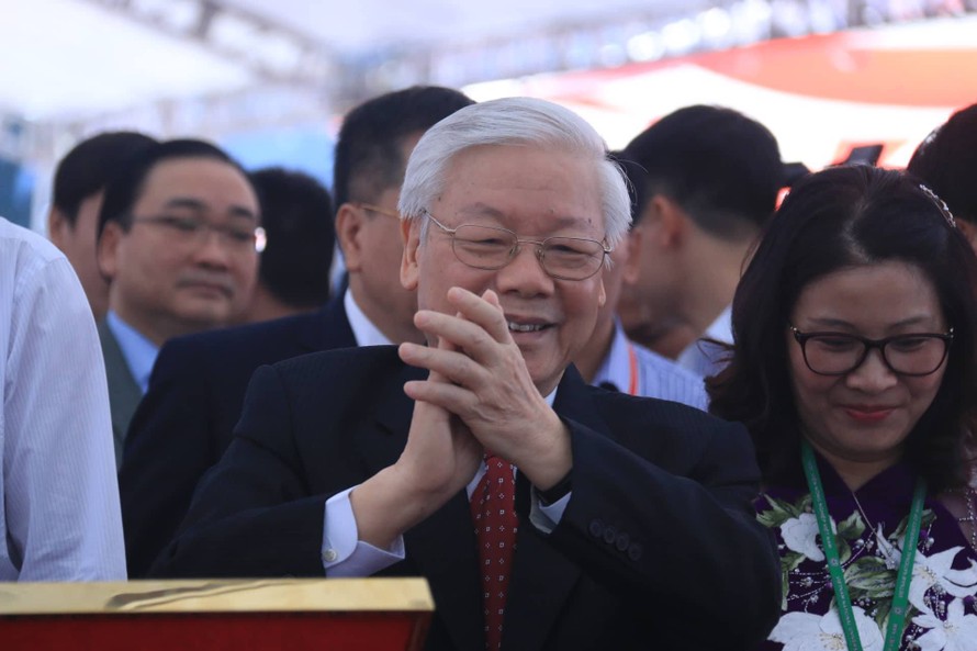 Tổng bí thư Nguyễn Phú Trọng dự khai giảng ở Học viện Nông nghiệp. Ảnh: Thanh Hùng