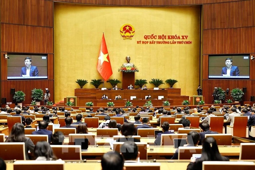 Quang cảnh phiên họp của Kỳ họp bất thường lần thứ 9, Quốc hội khóa XV.