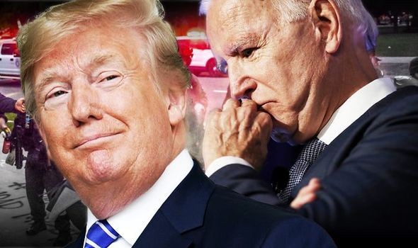 Tổng thống Mỹ Donald Trump và đối thủ trưc tiếp của ông, Joe Biden. (Ảnh: Daily Express) 