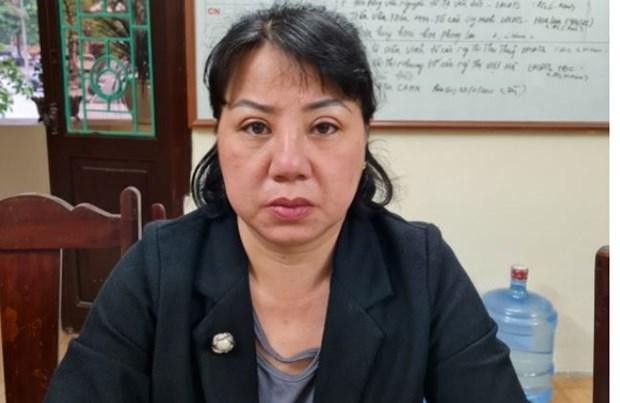 Đối tượng Vũ Thị Lệ Nhi tại cơ quan Công an. (Nguồn: cand.com.vn)