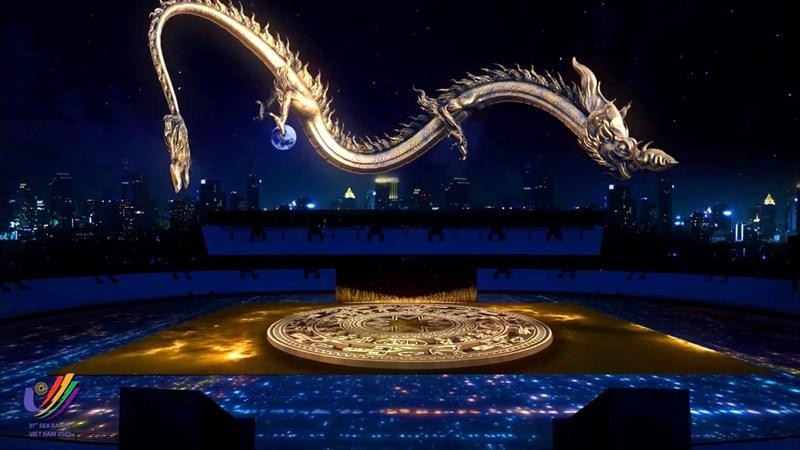 Hình ảnh dựng công nghệ mapping và thực tế ảo lễ khai mạc SEA Games 31. Ảnh: BTC