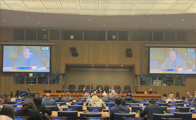 Tham tán Công sứ Nguyễn Hoàng Nguyên, Phó Trưởng Phái đoàn thường trực Việt Nam tại LHQ, tham dự Phiên họp thường niên thứ 61 của Ủy ban Phát triển Xã hội (CSocD61) ngày 13/2/2023. 