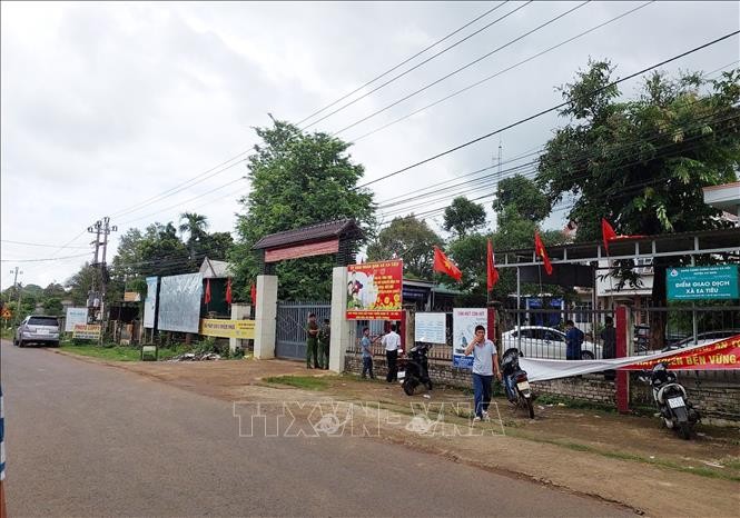 Trụ sở UBND xã Ea Tiêu, huyện Cư Kuin nơi xảy ra vụ việc. Ảnh: Tuấn Anh/TTXVN