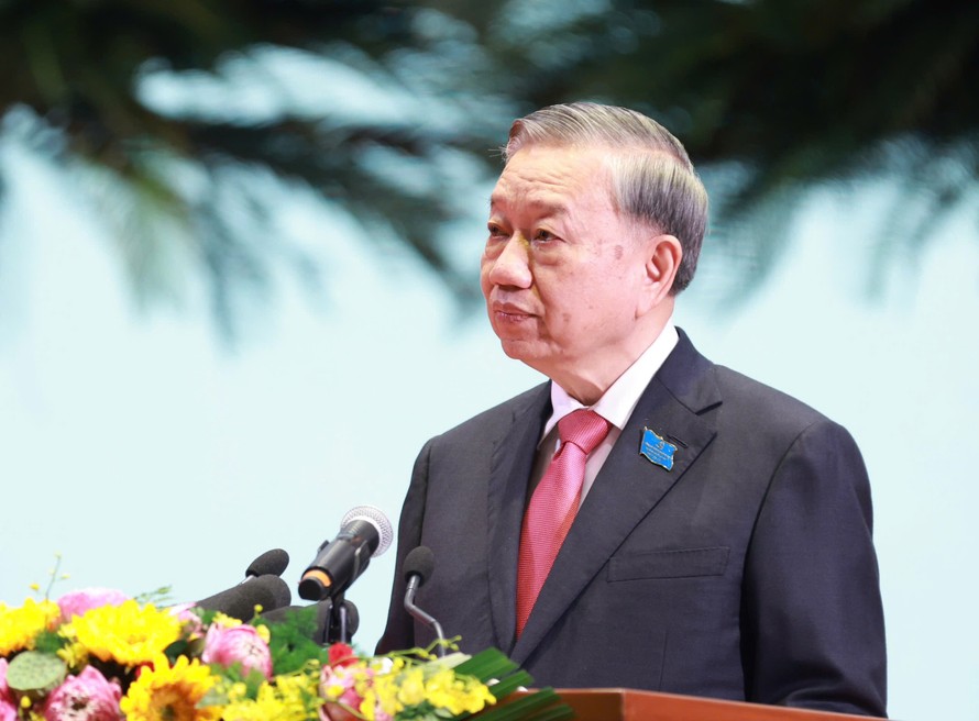 Tổng Bí thư Tô Lâm phát biểu chỉ đạo tại Đại hội đại biểu Đảng bộ thành phố Hà Nội lần thứ XVIII, nhiệm kỳ 2025 - 2030