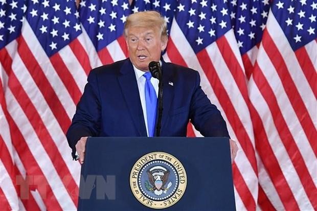 Tổng thống Mỹ Donald Trump phát biểu tại Washington, DC ngày 4/11/2020. (Nguồn: AFP/TTXVN)
