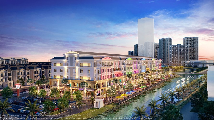 Phố TMDV Broadway sở hữu tọa độ vàng khi một bên giáp đường huyết mạch Nguyễn Xiển - Long Phước, một bên là hướng sông nội khu.