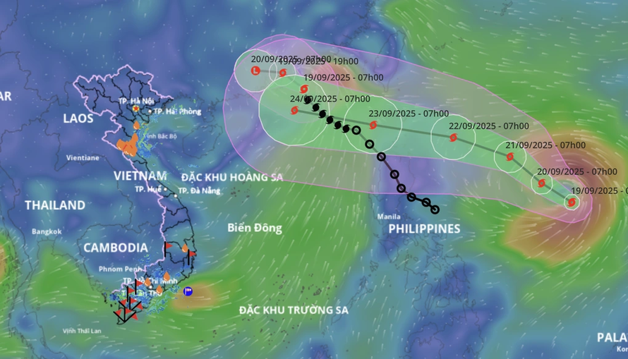 Cơn bão Ragasa được dự báo rất mạnh. Ảnh: Hệ thống giám sát thiên tai.