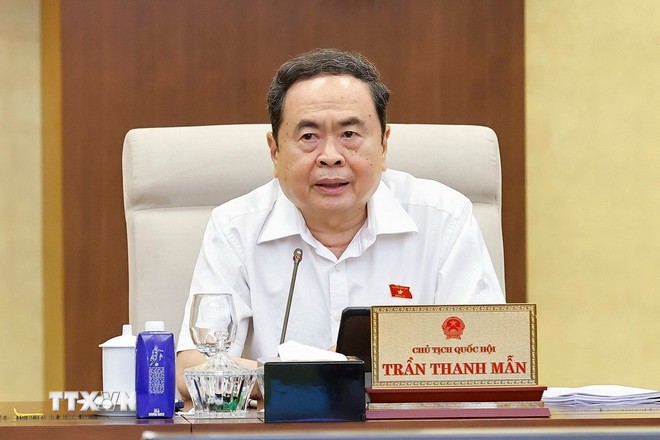 Chủ tịch Quốc hội Trần Thanh Mẫn phát biểu. Ảnh: Doãn Tấn/TTXVN