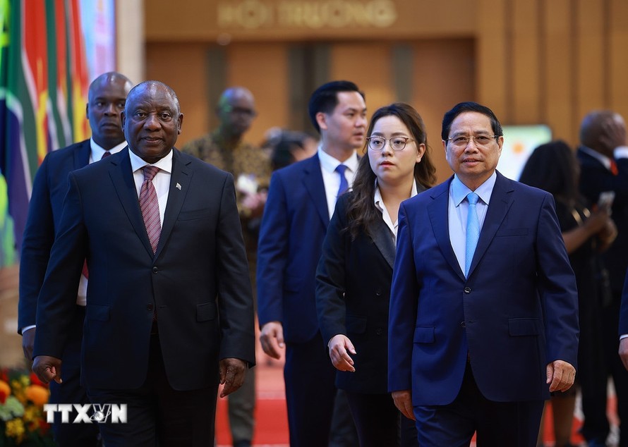 Thủ tướng Phạm Minh Chính hội kiến Tổng thống Nam Phi Matamela Cyril Ramaphosa
