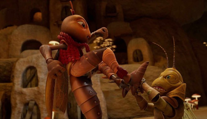 Dế Mèn đấu Châu Chấu Voi trong cuộc chiến giành lại quyền sống tự do và công bằng cho xóm Lầy Lội. Ảnh từ phim