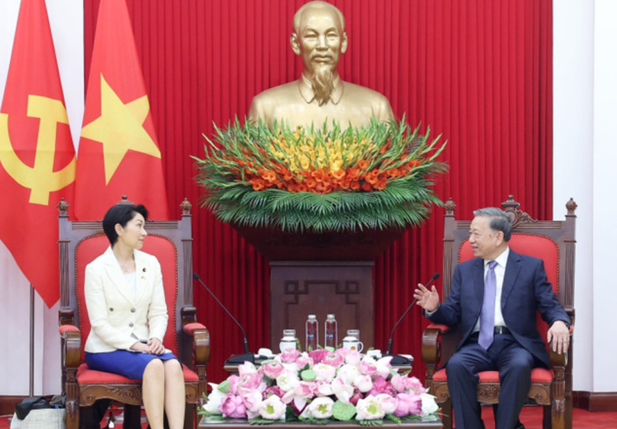 Tổng Bí thư Tô Lâm và bà Obuchi Yuko, Hạ nghị sỹ thuộc Đảng Dân chủ tự do, Chủ tịch Liên minh Nghị sỹ hữu nghị Nhật Bản-Việt Nam.