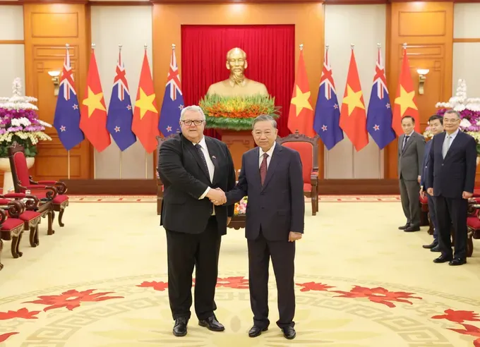 Tổng Bí thư Tô Lâm tiếp Chủ tịch Quốc hội New Zealand Gerry Brownlee.