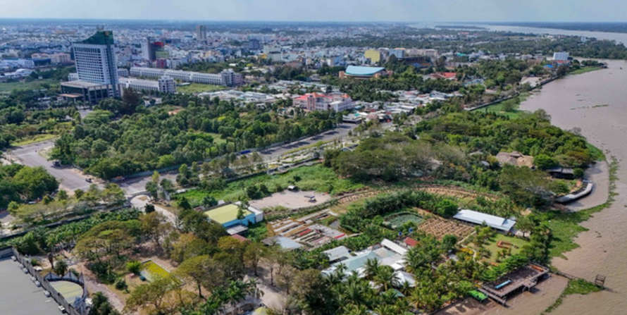 Khu đất Khu du lịch Sông Hậu nhìn từ trên cao.