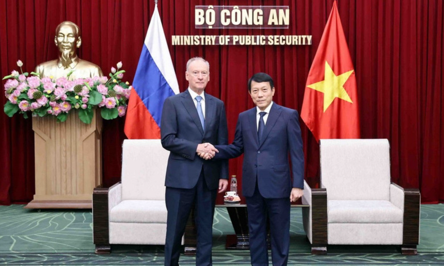 Đại tướng Lương Tam Quang, Bộ trưởng Bộ Công an tiếp Trợ lý Tổng thống, Chủ tịch Hội đồng Biển Liên bang Nga Nikolai Patrushev.