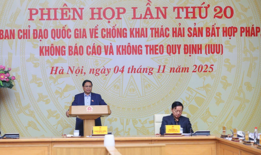 Thủ tướng Phạm Minh Chính chủ trì Phiên họp thứ 20 của Ban Chỉ đạo Quốc gia về chống khai thác hải sản bất hợp pháp.