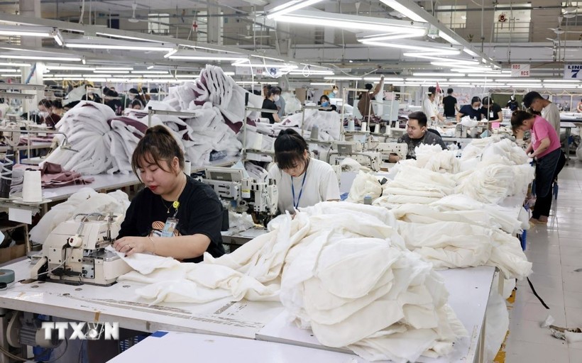 May hàng xuất khẩu. Ảnh: Trần Việt/TTXVN.