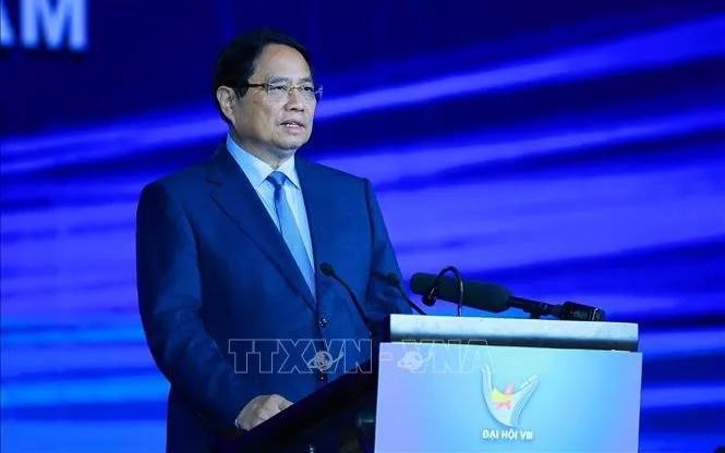 Thủ tướng Phạm Minh Chính phát biểu chỉ đạo Đại hội đại biểu toàn quốc Hội Doanh nhân trẻ Việt Nam lần thứ VIII, nhiệm kỳ 2025-2030. Ảnh: Dương Giang/TTXVN.