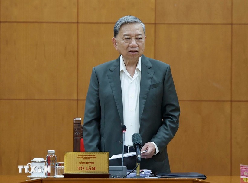 Tổng Bí thư Tô Lâm phát biểu. 