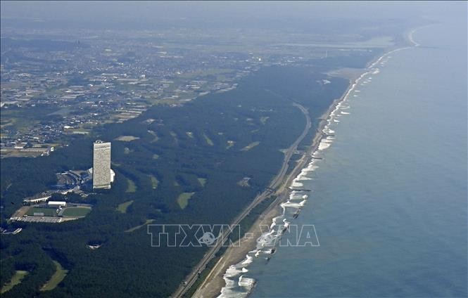 Quang cảnh bờ biển thành phố Miyazaki, tiếp giáp Rãnh Nankai, Tây Nam Nhật Bản. Ảnh: Kyodo/TTXVN