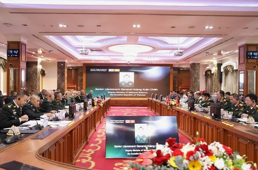 Phiên Đối thoại Chính sách Quốc phòng Việt Nam-Thái Lan lần thứ 6 tại trụ sở Bộ Quốc phòng Thái Lan. Ảnh: Đỗ Sinh/TTXVN