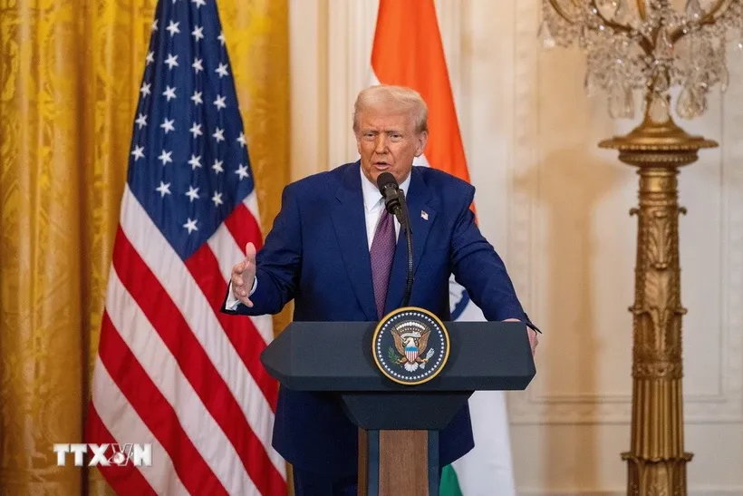 Tổng thống Mỹ Donald Trump phát biểu tại cuộc họp báo ở Nhà Trắng, Washington, D.C. Ảnh: THX/TTXVN