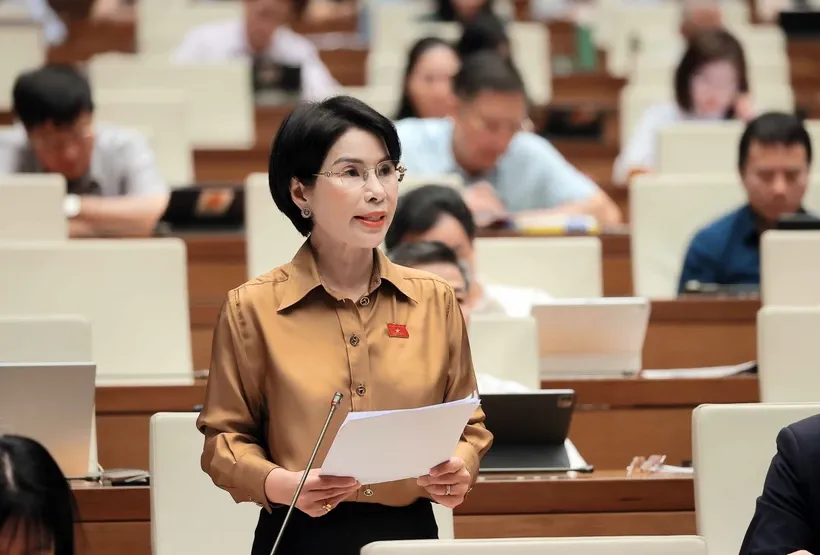 Các đại biểu Quốc hội thảo luận tại hội trường về dự án Luật Thanh tra (sửa đổi).