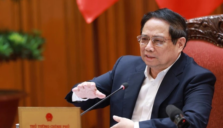 Thủ tướng Phạm Minh Chính, Bí thư Đảng ủy Chính phủ chủ trì cuộc họp. Ảnh: Dương Giang