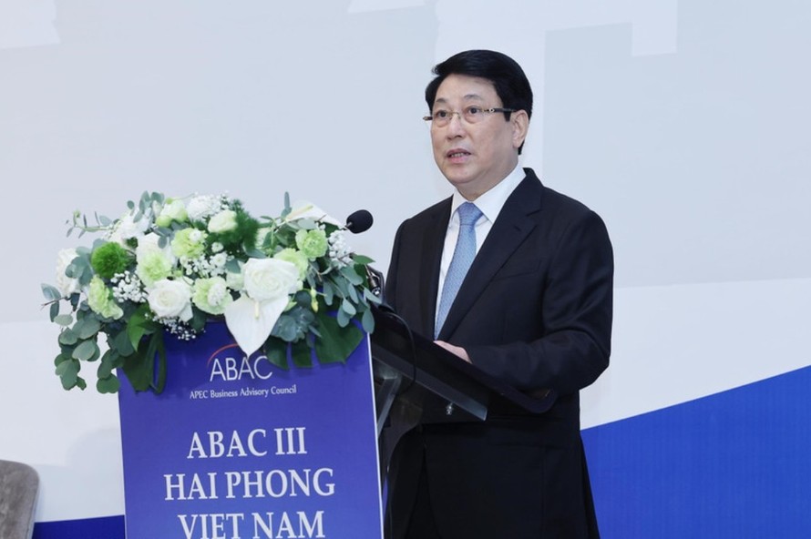Chủ tịch nước Lương Cường phát biểu tại Phiên khai mạc Kỳ họp lần thứ 3 Hội đồng Tư vấn Kinh doanh APEC (ABAC III). Ảnh: Lâm Khánh