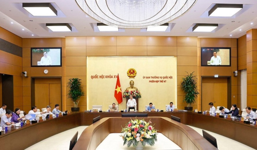 Chủ tịch Quốc hội Trần Thanh Mẫn phát biểu khai mạc phiên họp thứ 47 Ủy ban Thường vụ Quốc hội. Ảnh: Doãn Tấn