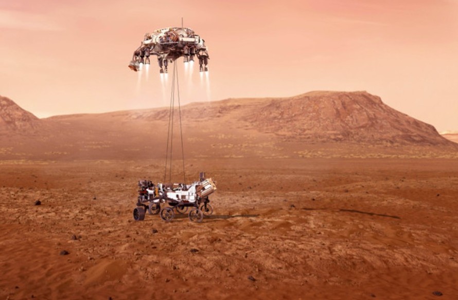 Tàu thám hiểm Perseverance của NASA hạ cánh xuống sao Hỏa.