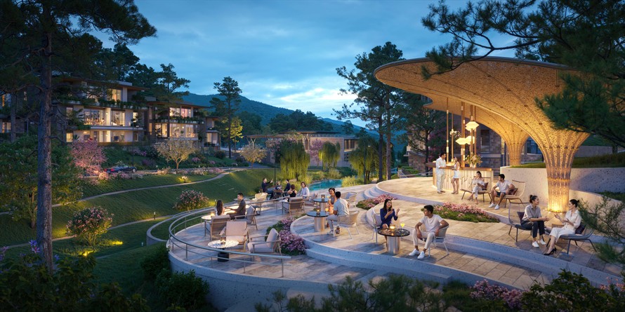 Lõi cảnh quan Spring Residences như một “studio mở” giữa thiên nhiên nguyên bản, nơi mỗi thế hệ đều tìm thấy nguồn cảm hứng để gắn kết, sáng tạo và phát triển bản thân. Ảnh: Phối cảnh Chill Bar.