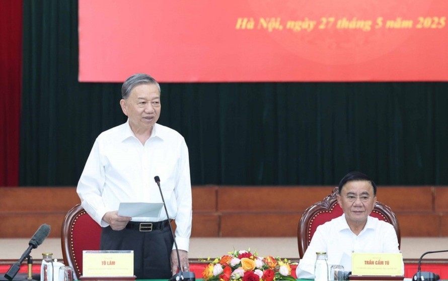 Tổng Bí thư Tô Lâm làm việc với Ban Tổ chức Trung ương. Ảnh: Thống Nhất