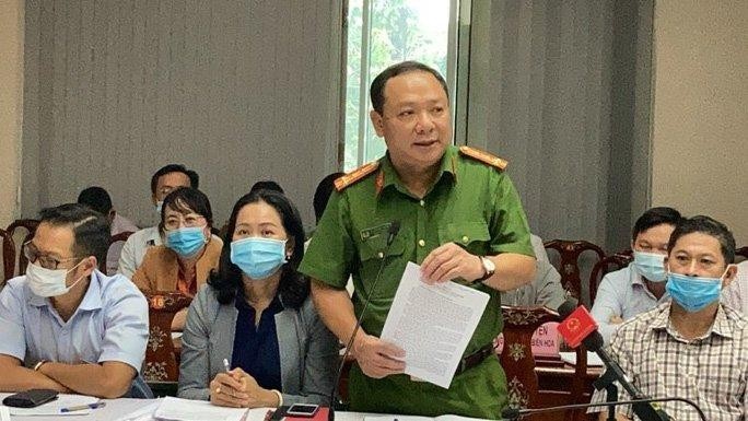 Đại Tá Lê Quang Nhân trong buổi Họp Báo. Ảnh: Xuân Hoàng.