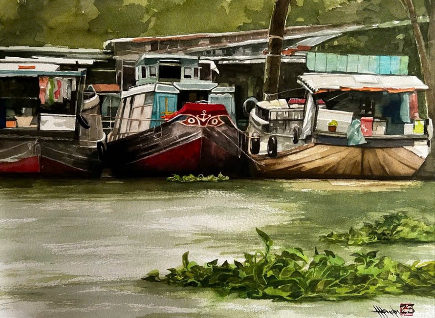 Một tác phẩm trong triển lãm “Bình minh châu thổ”