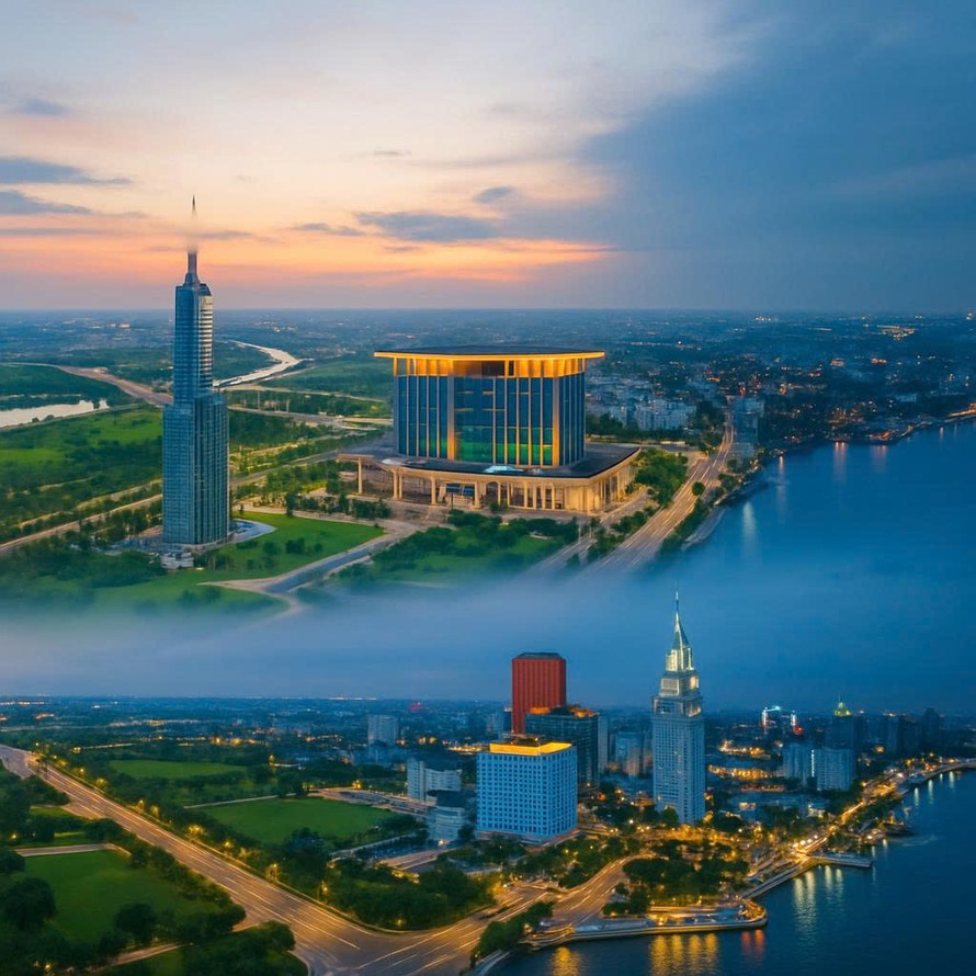 Phối cảnh TPHCM “siêu đô thị” hiện đại trong tương lai. Ảnh tạo bằng AI