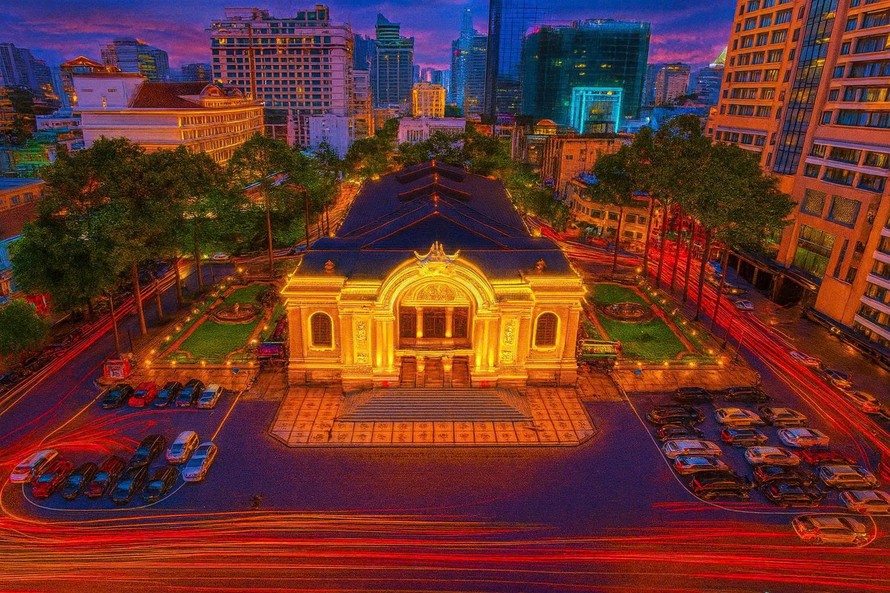 Nhà hát Thành phố, nơi diễn ra các sự kiện văn hóa nghệ thuật quan trọng của TPHCM. Ảnh tạo bằng AI