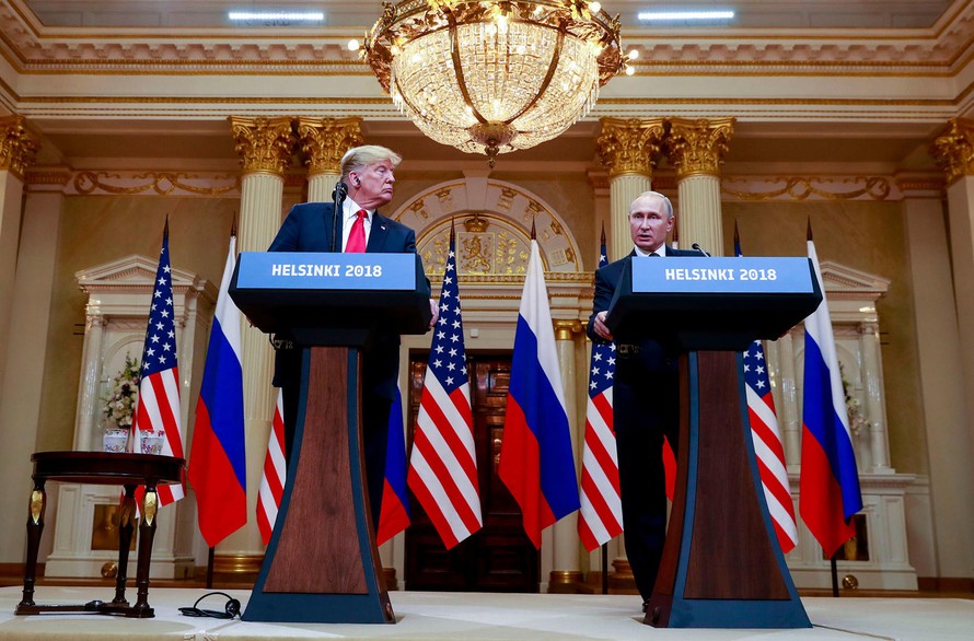 Tổng thống Nga Vladimir Putin (phải) và Tổng thống Mỹ Donald Trump tại cuộc gặp ở Helsinki (Phần Lan), hồi tháng 7/2018.