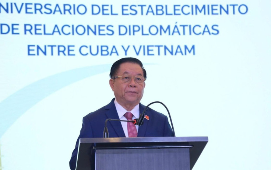 Đại tướng Nguyễn Trọng Nghĩa, Ủy viên Bộ Chính trị, Bí thư Trung ương Đảng, Chủ nhiệm Tổng cục Chính trị Quân đội nhân dân Việt Nam phát biểu tại buổi lễ.