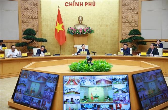 Thủ tướng Phạm Minh Chính chủ trì Phiên họp lần thứ 26 của BCĐ chống khai thác hải sản bất hợp pháp. Ảnh: Dương Giang/TTXVN.