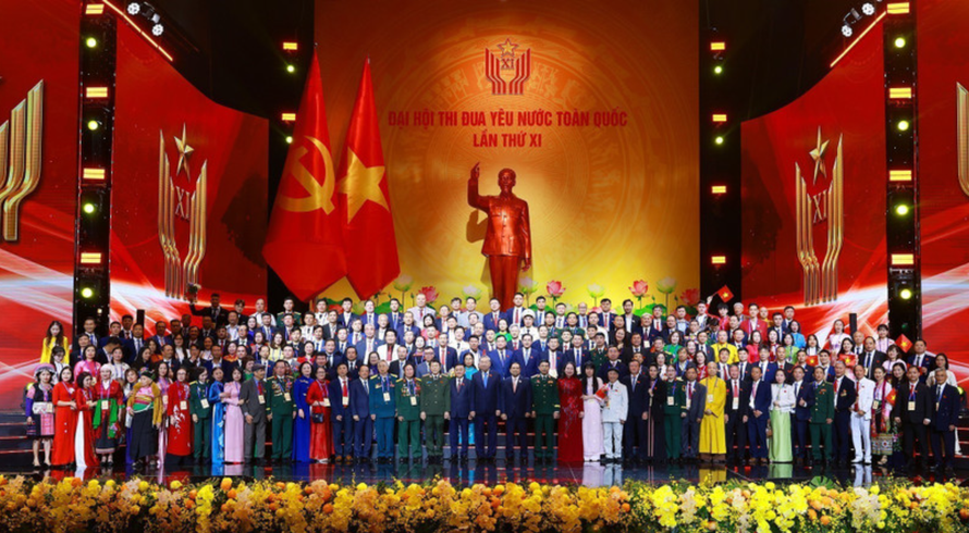 Tổng Bí thư Tô Lâm, Chủ tịch nước Lương Cường và Thủ tướng Phạm Minh Chính cùng các đại biểu tham dự Đại hội Thi đua yêu nước lần thứ XI.